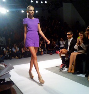 New York Fashion Week Spring Tibi Purple Romper Fa