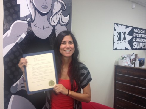 Carrie with proclamation