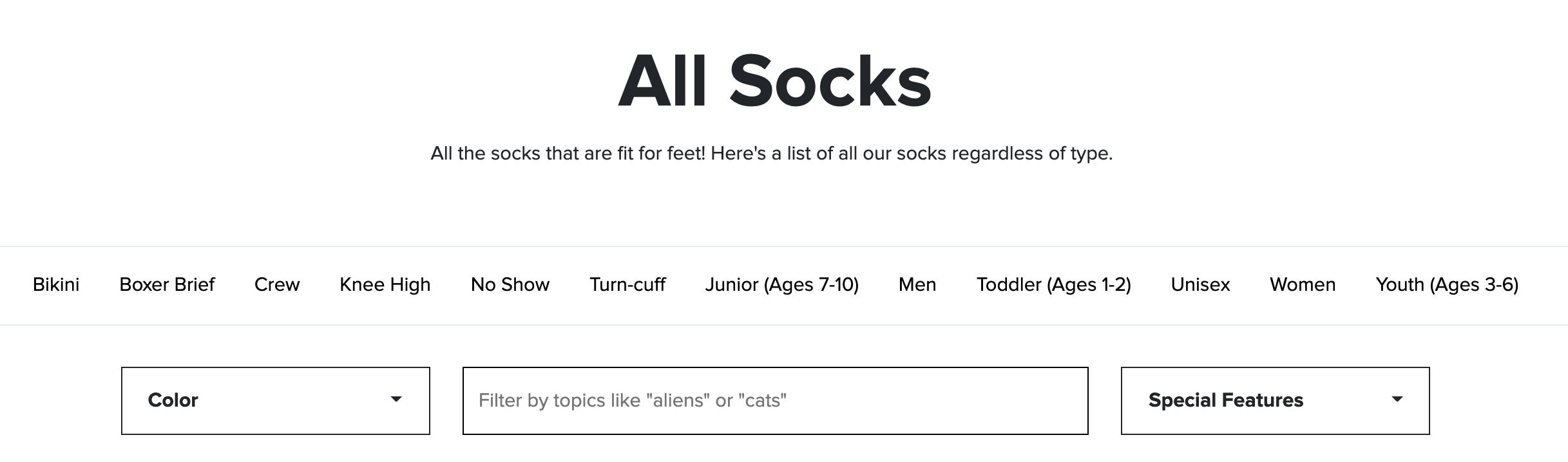 Sock It To Me New Website Filters