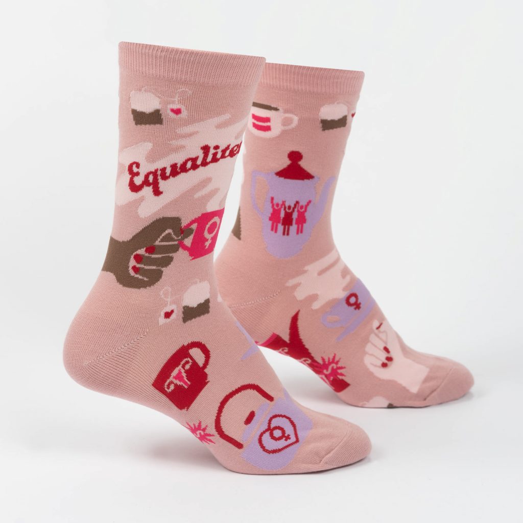 Pink "Equalitea" socks from Sock It to Me